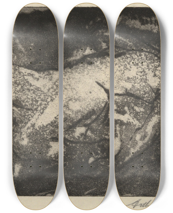 Triptych art skateboard deck of Arthur Bowen Davies Tragicfigure by Arthur Bowen Davies (1862-1928)
