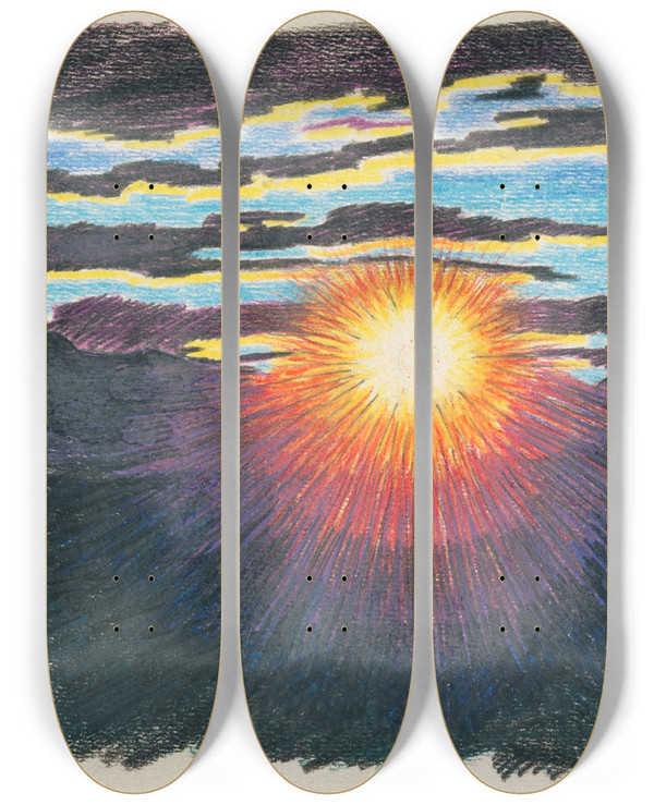 Triptych art skateboard deck of Karl Wiener Naturstudie Xvi by Karl Wiener (1901-1949)