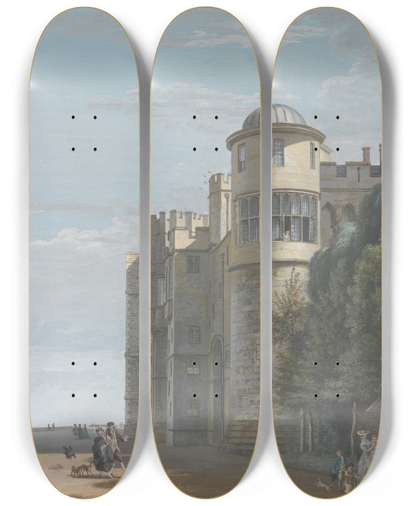 Triptych art skateboard deck of Paul Sandby The North Terrace Looking East by Paul Sandby (1731-1809)
