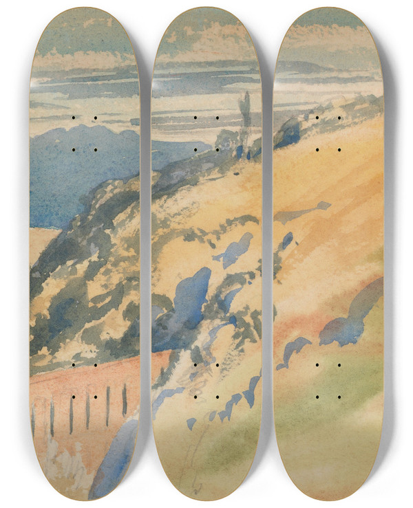 Triptych art skateboard deck of Barbara Bodichon Sketchbook_2 by Barbara Bodichon (1827-1891)