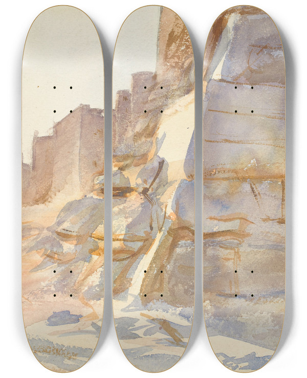 Triptych art skateboard deck of John Singer Sargent Cairo by John Singer Sargent (1856-1925)