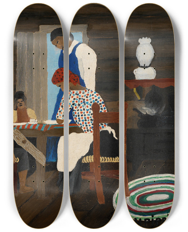 Triptych art skateboard deck of Horace Pippin Giving Thanks by Horace Pippin (1888-1946)