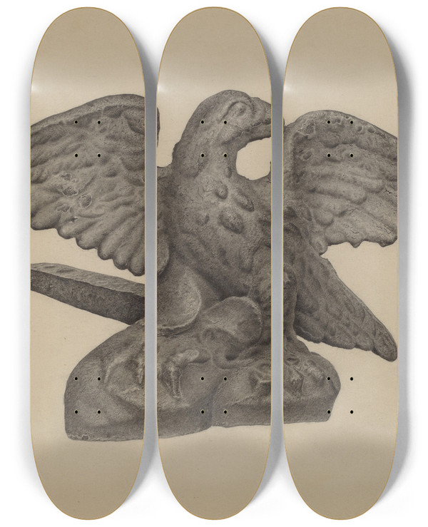 Triptych art skateboard deck of Milton Grubstein Wall Anchor by Milton Grubstein