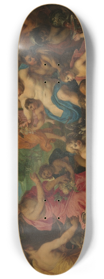 Hendrik van Balen - Diana Offered Wine and Fruit by Bacchus and his Retinue 8.25 inch art skate deck