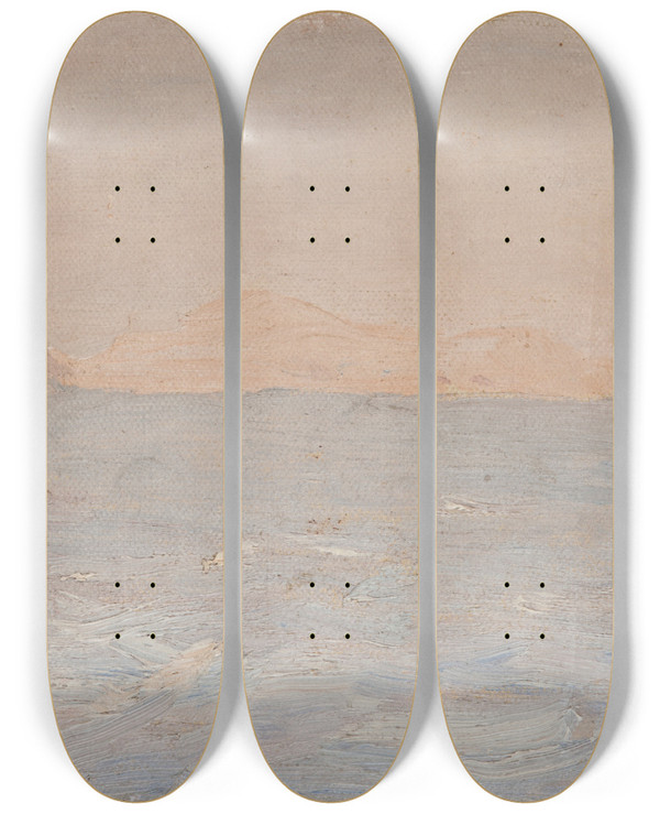 Triptych art skateboard deck of Jan Cigliski Malta View From A Ship by Jan Ciaglinski (1858-1913)