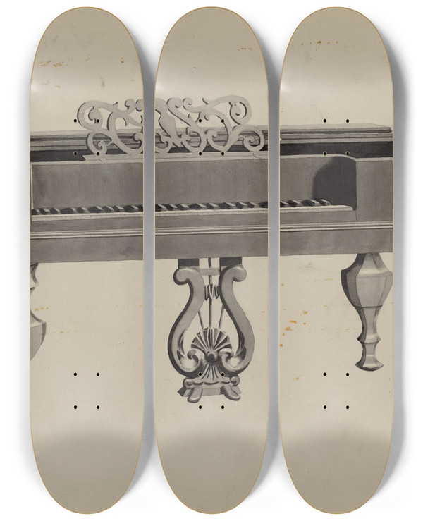 Triptych art skateboard deck of Dorothy Posten Piano by Dorothy Posten