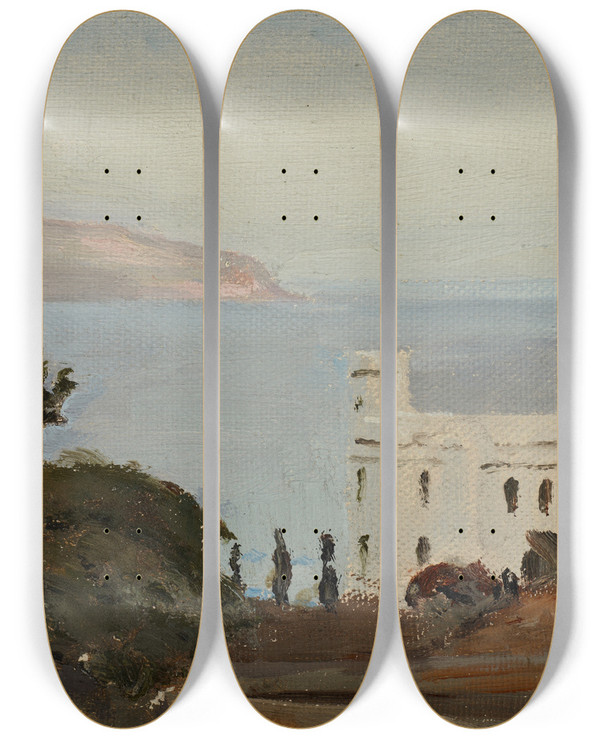 Triptych art skateboard deck of Jan Cigliski Yalta_1 by Jan Ciaglinski (1858-1913)