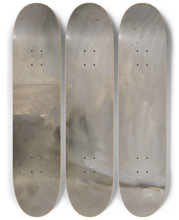 Triptych art skateboard deck of Edwin Austin Abbey Interiorstudy_2 by Edwin Austin Abbey (1852-1911)