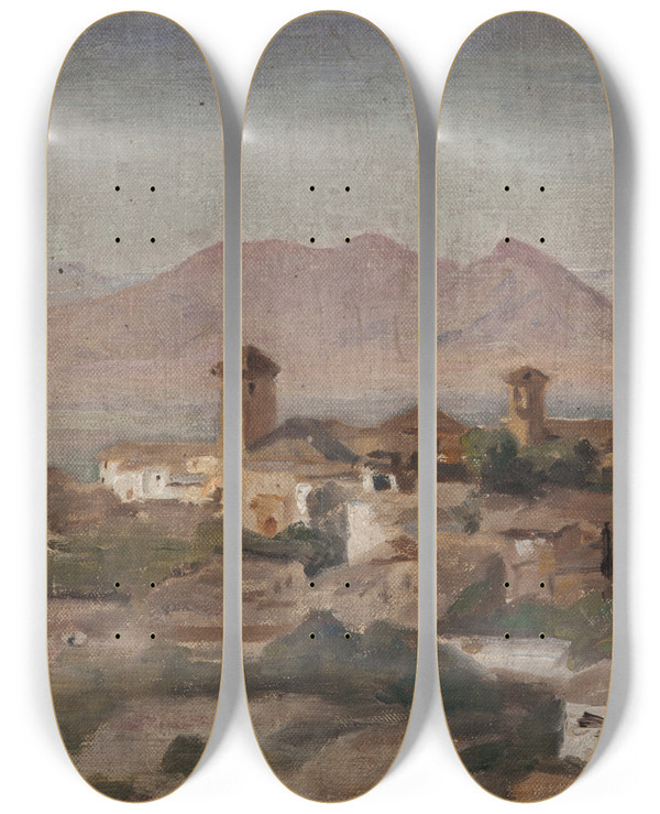 Triptych art skateboard deck of Jan Cigliski Granada by Jan Ciaglinski (1858-1913)