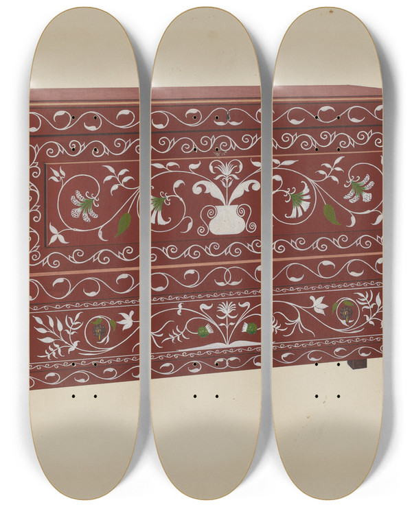 Triptych art skateboard deck of Lawrence Flynn Chest Front View by Lawrence Flynn (1900-1973)