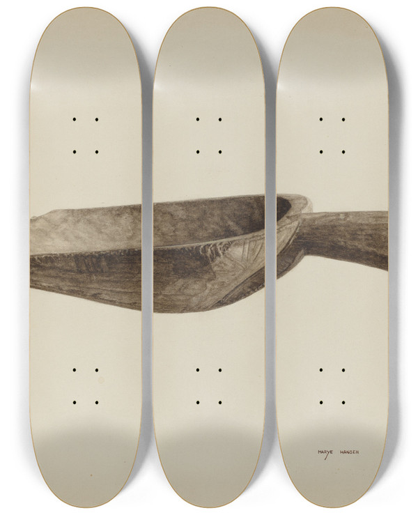 Triptych art skateboard deck of Mary Hansen Grain Scoop by Mary Hansen