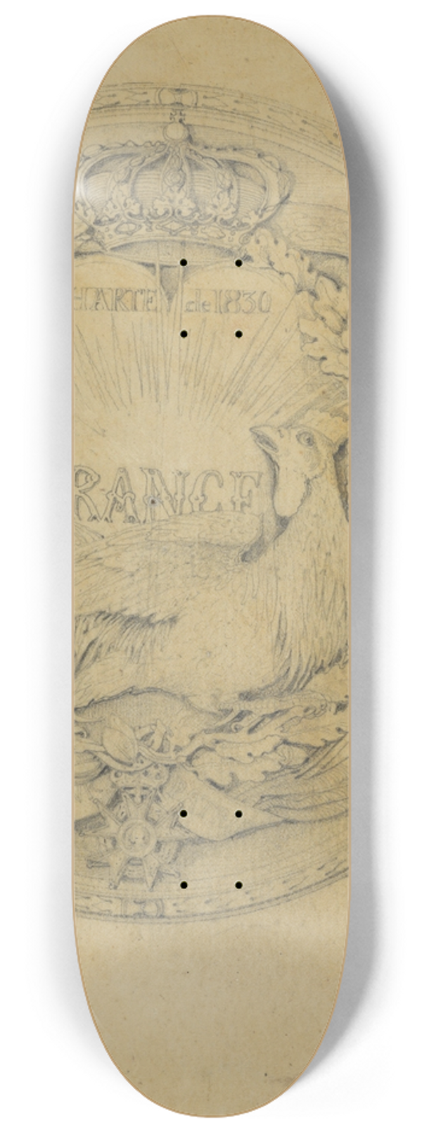 Henri-Baron de Triqueti - Design for the Medal to Commemorate the Charter of 1830 8.25 inch art skate deck