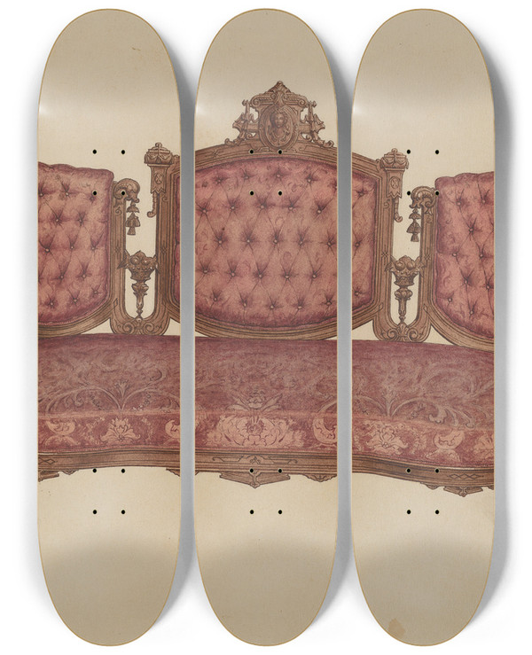 Triptych art skateboard deck of Paul Ward Sofa by Paul Ward (20-)