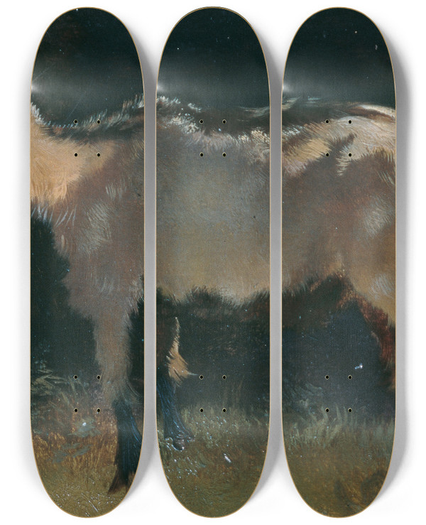 Triptych art skateboard deck of Anton Schrdl Ziege by Anton Schrodl (1820-1906)