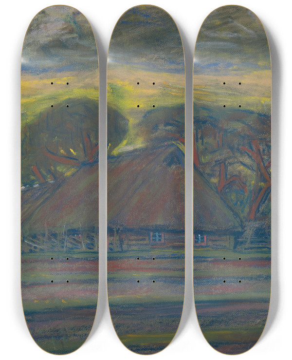 Triptych art skateboard deck of Ants Laikmaa Taeblanomme by Ants Laikmaa (1866-1942)