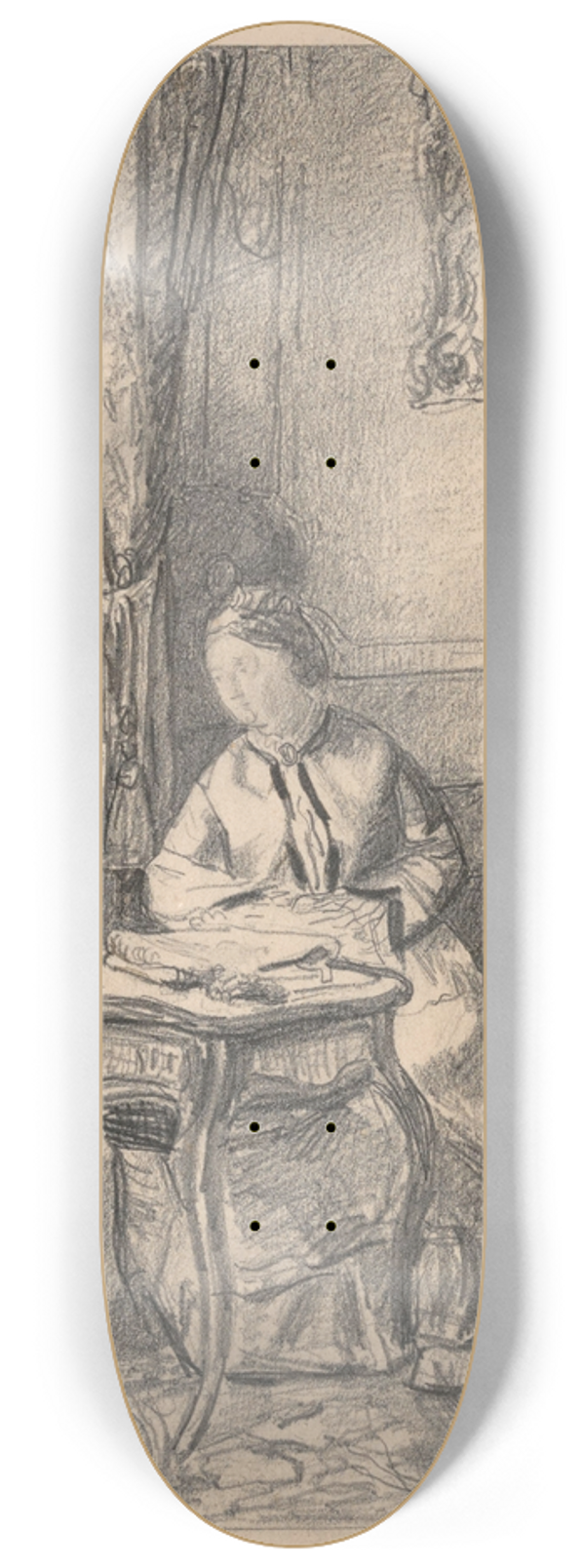 Henri de Braekeleer - Seated Woman at the Window 8.25 inch art skate deck