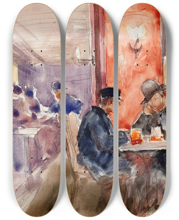 Triptych art skateboard deck of Eero Jrnefelt Kapakassa by Eero Jarnefelt (1863-1937)