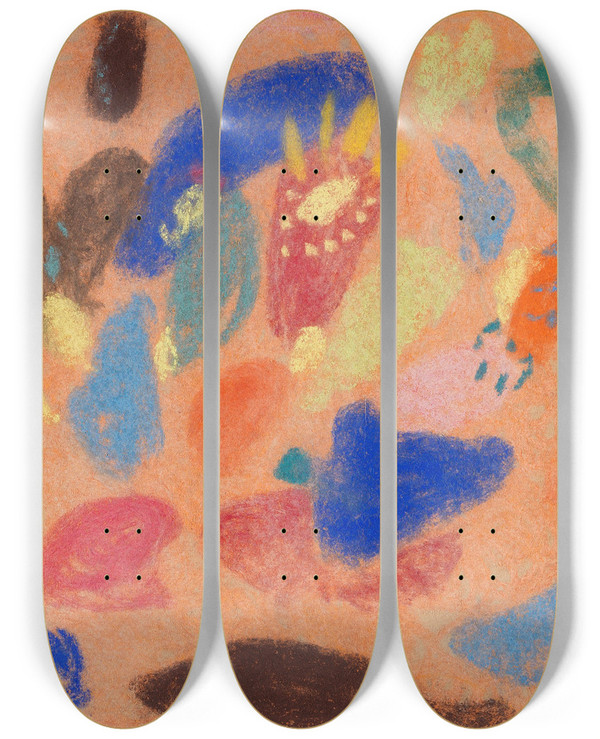 Triptych art skateboard deck of Adolf Hlzel Komposition_4 by Adolf Holzel (1853-1934)