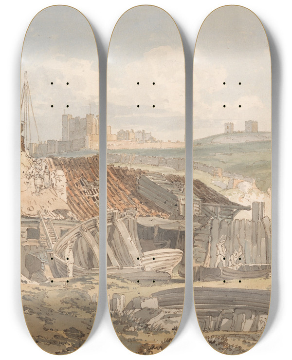 Triptych art skateboard deck of Thomas Girtin Dover by Thomas Girtin (1775-1802)