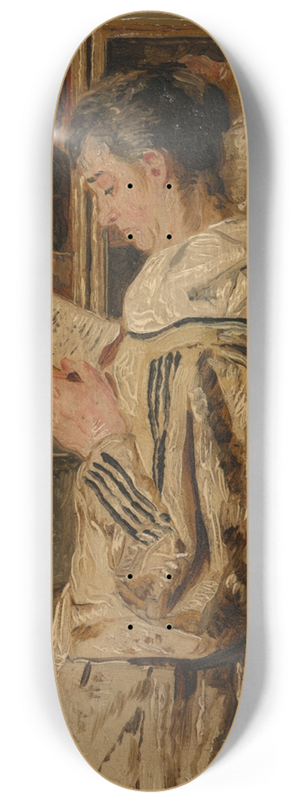 Henri de Braekeleer - Woman Reading 8.25 inch art skate deck