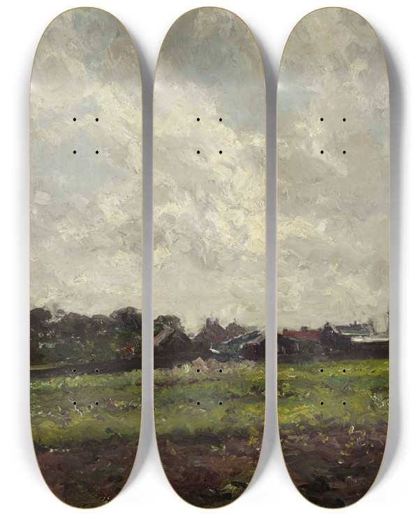 Triptych art skateboard deck of Eugne Boudin Study by Eugene Boudin (1824-1898)
