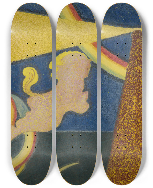 Triptych art skateboard deck of Lon Spilliaert De Vuurtoren by Leon Spilliaert (1881-1946)