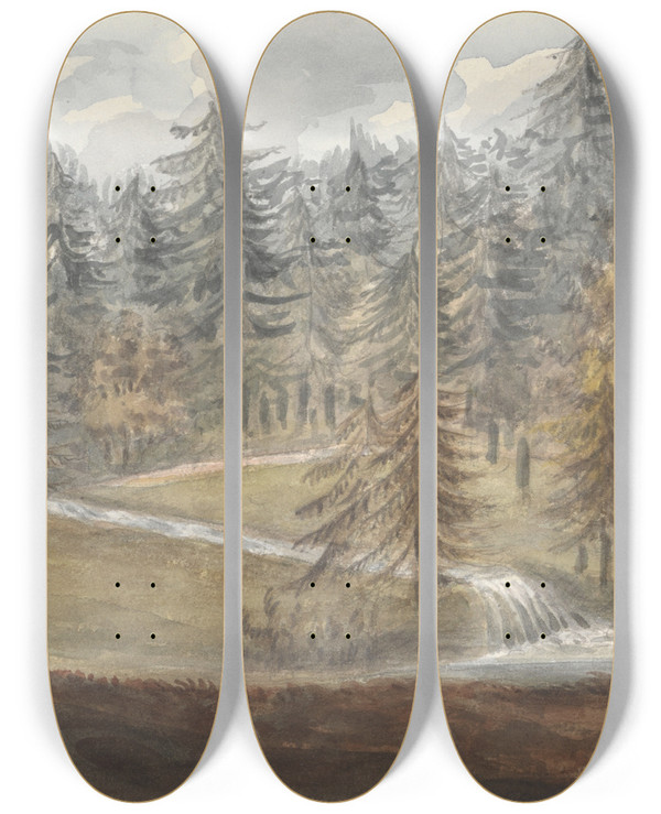 Triptych art skateboard deck of Anne Rushout Dove Dale October 30 1824 by Anne Rushout (1767-1849)