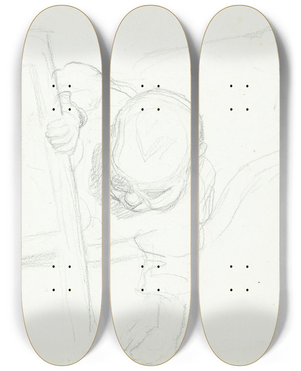 Triptych art skateboard deck of Peter Hansen Barn I Vugge by Peter Hansen (1868-1928)