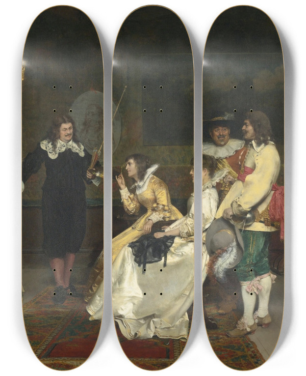 Triptych art skateboard deck of Arturo Ricci In The Studio by Arturo Ricci (1854-1919)