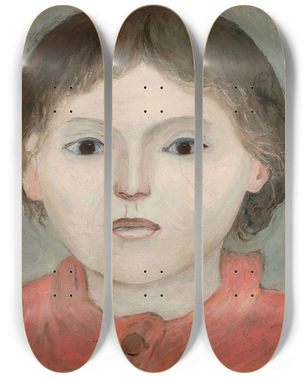 Triptych art skateboard deck of Tadeusz Makowski Dziewczynka W Pomaraczowej Sukni by Tadeusz Makowski (1882-1932)