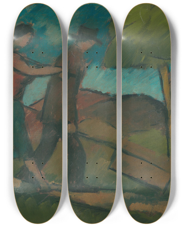 Triptych art skateboard deck of Gejza Schiller Z Prce by Gejza Schiller (1895-1927)