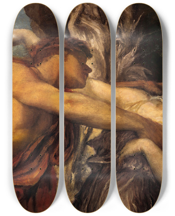 Triptych art skateboard deck of George Frederic Watts Orpheus And Eurydice by George Frederic Watts (1817-1904)