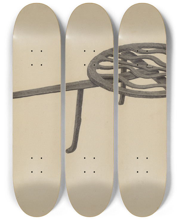 Triptych art skateboard deck of Salvatore Borrazzo Gridiron_1 by Salvatore Borrazzo