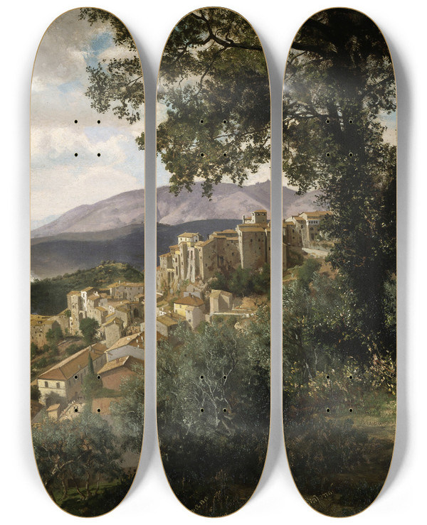 Triptych art skateboard deck of Albert Bierstadt Olevano by Albert Bierstadt (1830-1902)