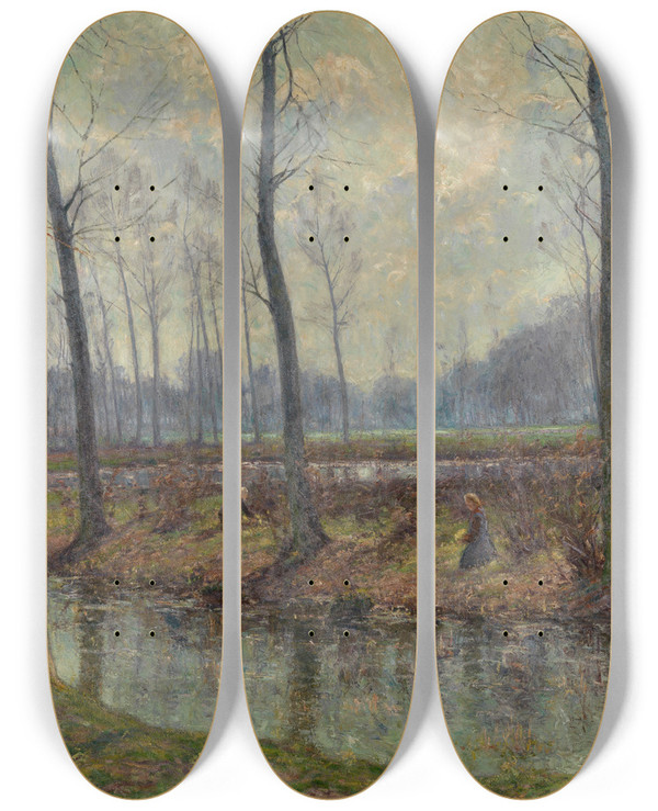 Triptych art skateboard deck of Henri Rul Spring Morning by Henri Rul