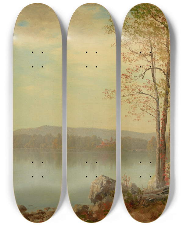 Triptych art skateboard deck of Albert Bierstadt Landscape_3 by Albert Bierstadt (1830-1902)
