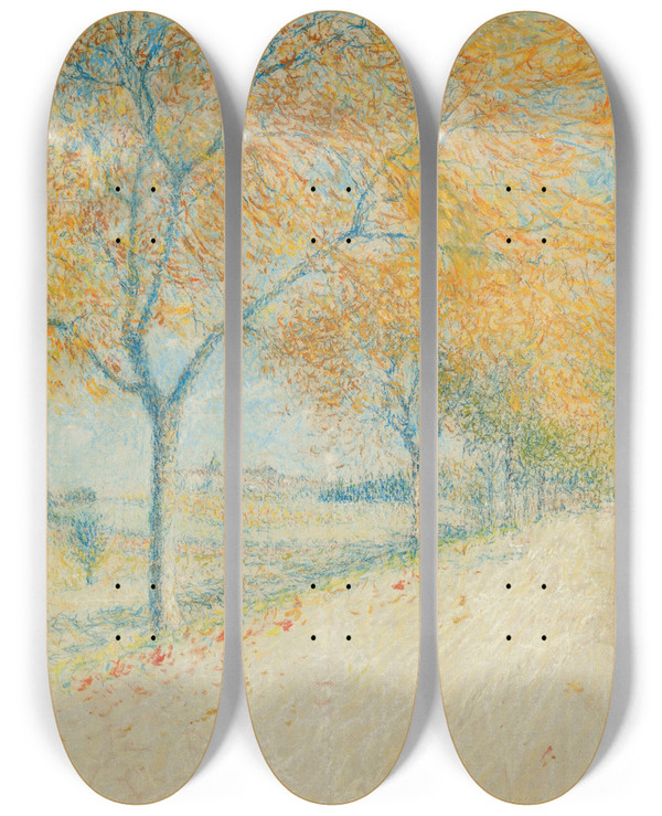 Triptych art skateboard deck of Achille Laug Route De Cailhau by Achille Lauge (1861-1944)