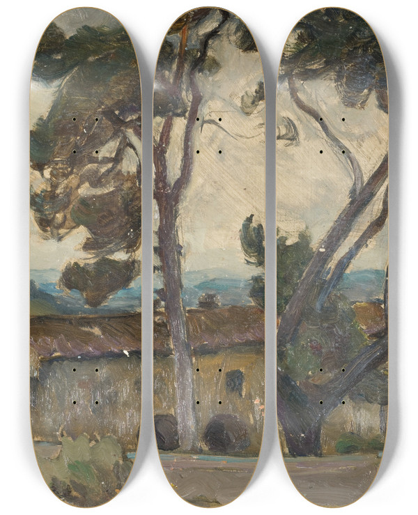Triptych art skateboard deck of Anna Boberg Study From Spoleto Italy by Anna Boberg (1864-1935)
