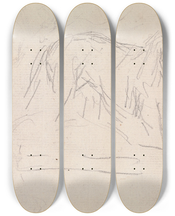 Triptych art skateboard deck of Sawrey Gilpin Study Of A Lion_1 by Sawrey Gilpin (1733-1807)