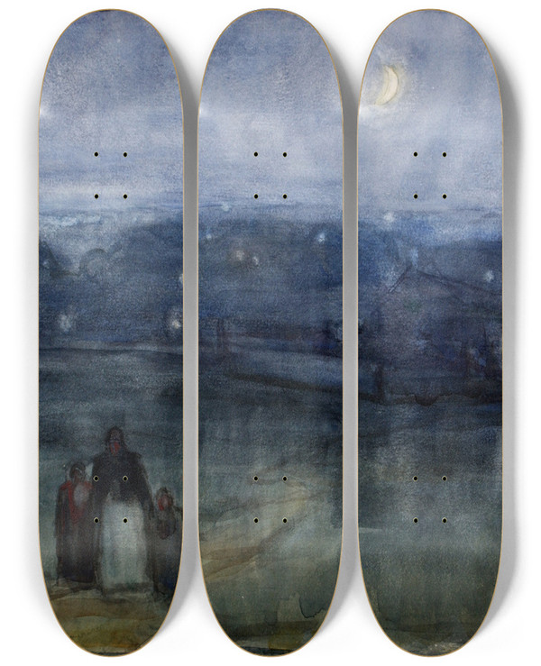 Triptych art skateboard deck of Henry Ossawa Tanner Kansas City Kansas by Henry Ossawa Tanner (1859-1937)