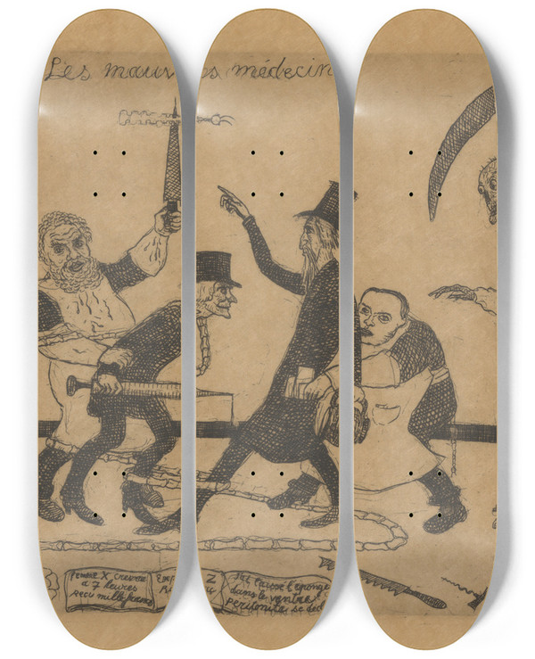 Triptych art skateboard deck of James Ensor De Slechte Geneesheren by James Ensor (1860-1949)