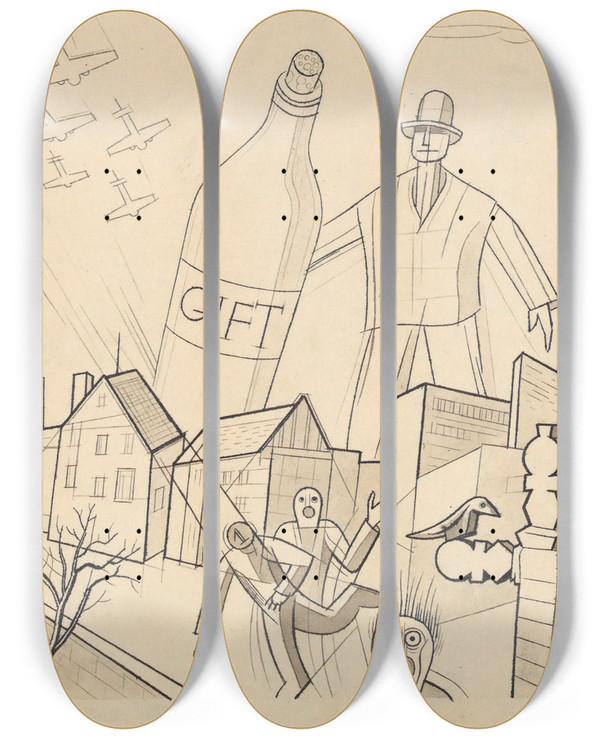 Triptych art skateboard deck of Karl Wiener Gift by Karl Wiener (1901-1949)