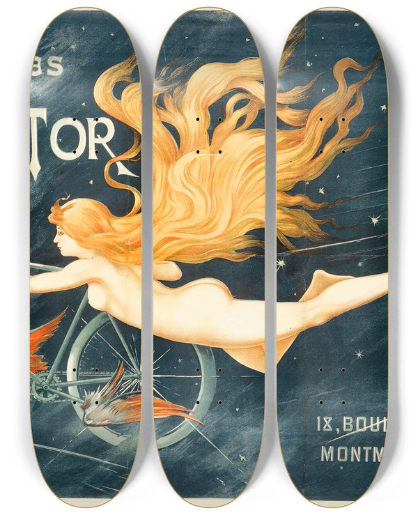 Triptych art skateboard deck of Cb Cycles Gladiator by C.B. (20-)