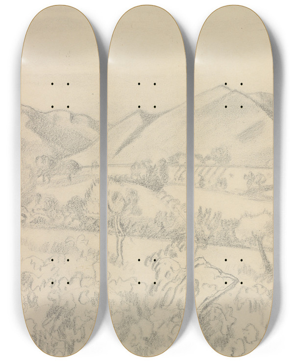 Triptych art skateboard deck of Roger Fry Landscape by Roger Fry (1866-1934)