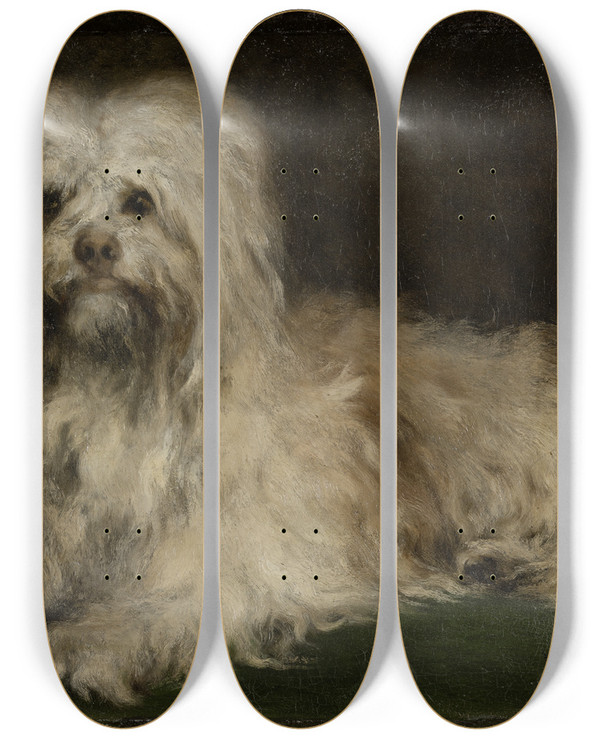 Triptych art skateboard deck of Victor Mller Pinscher Puss by Victor Muller (1829-1871)