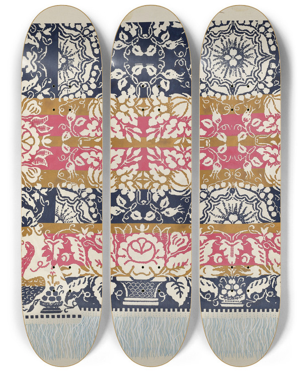 Triptych art skateboard deck of Edward White Coverlet_4 by Edward White (1864-1908)