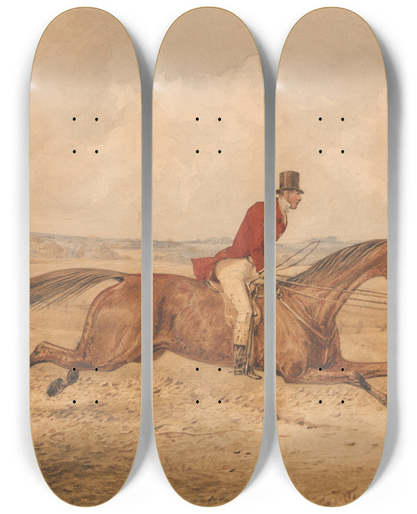 Triptych art skateboard deck of Henry Thomas Alken Going Along A Slapping Pace by Henry Thomas Alken (1785-1851)