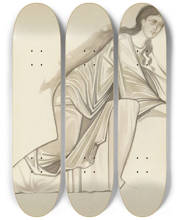 Triptych art skateboard deck of Antoon Derkinderen Heilige Clemens by Antoon Derkinderen (1859-1925)