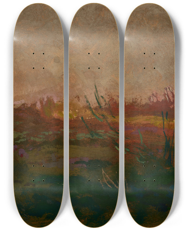 Triptych art skateboard deck of Jan Stanislawski Askolds Grave In Kyiv by Jan Stanislawski (1860-1907)