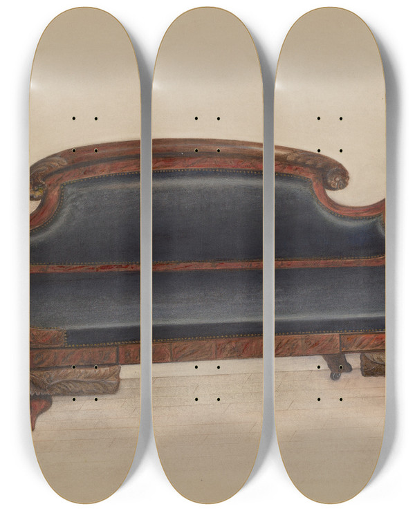 Triptych art skateboard deck of Anna Aloisi Sofa_2 by Anna Aloisi